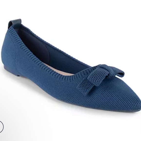 TAHARI pointed toe slip on bow ballet flats!! Gemstone blue! Gorgeous! 10 - Picture 1 of 7